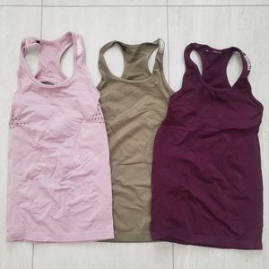 3 Gymshark Performance Tank Tops Size XS pink,plumb,green
